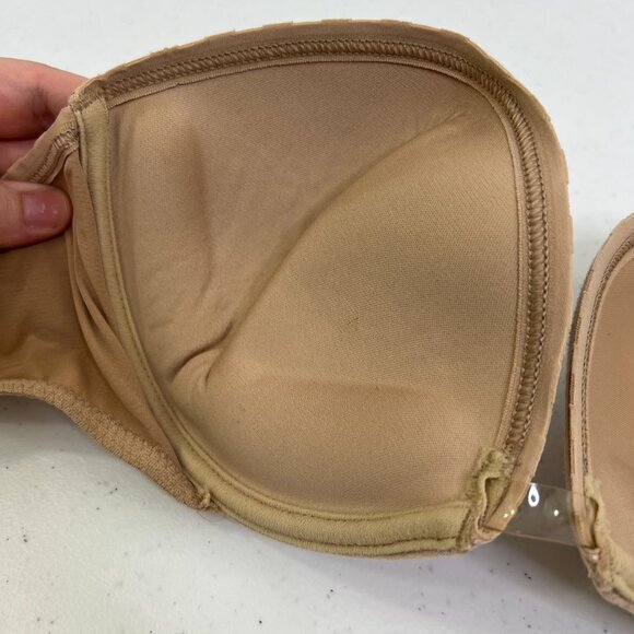 Very Sexy Victorias Secret Strapless Bra 36D Plunge Wire‎ Pushup Nude Beige Skin - Picture 7 of 12